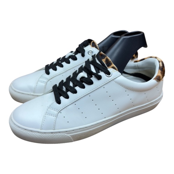 J. Crew Shoes - J.Crew Women’s size 7H Saturday Casual Sneakers White Leather Low Leopard